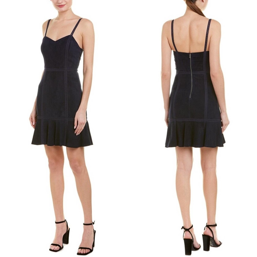 ALICE + OLIVIA Desmond Crochet Leather Suede Dress